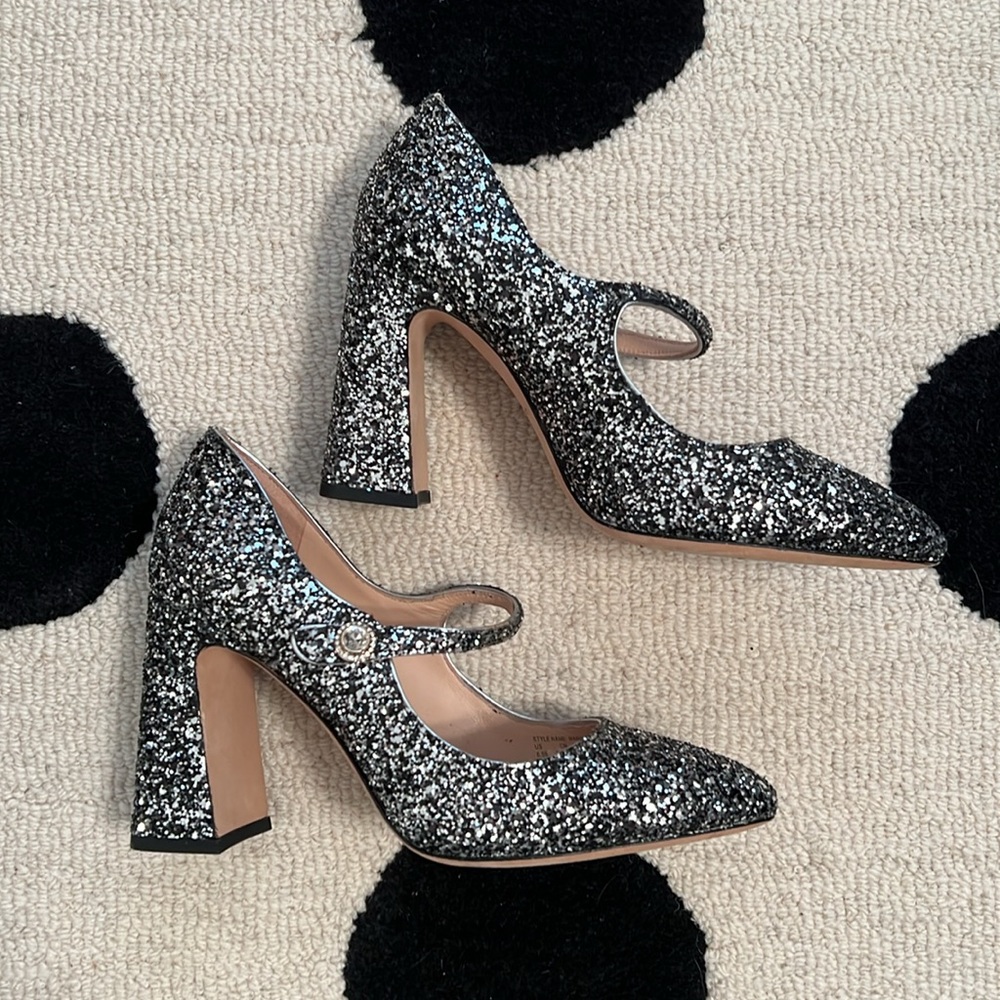 EIGHT KM Girls High Heel Dress Shoes Mary Jane Wedding Party Pumps Princess Shoes Ekm7015 Sparkle Glitter Gradual Color